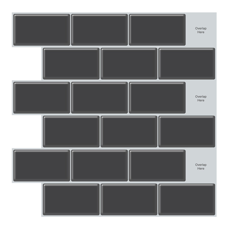 10Pcs Peel and Stick 1.2mm Backsplash Tiles, Black