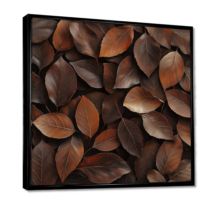 Feuilles de sable brun II - feuilles, impressions sur toile, Impression encadrée flottante, Noir, noir, noir, noir