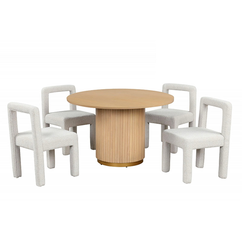 Ensemble de chaises de salle à manger modernes rembourrées Boucle, Blanc