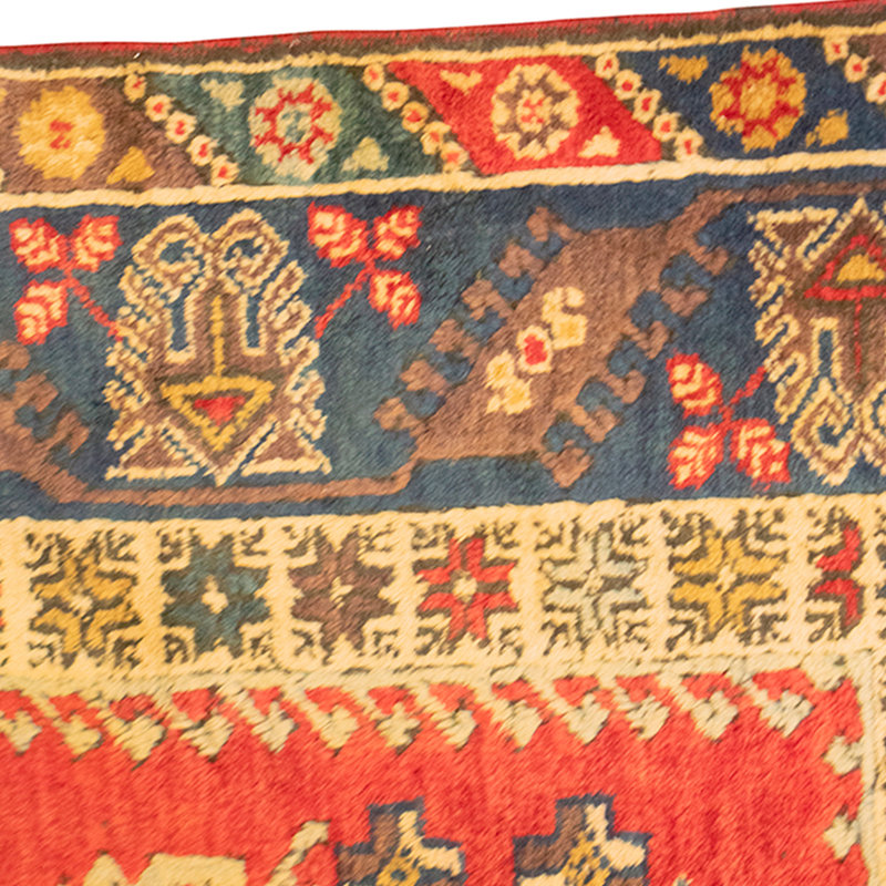 High-Quality Hand-Knotted Red And Navy Area Rug