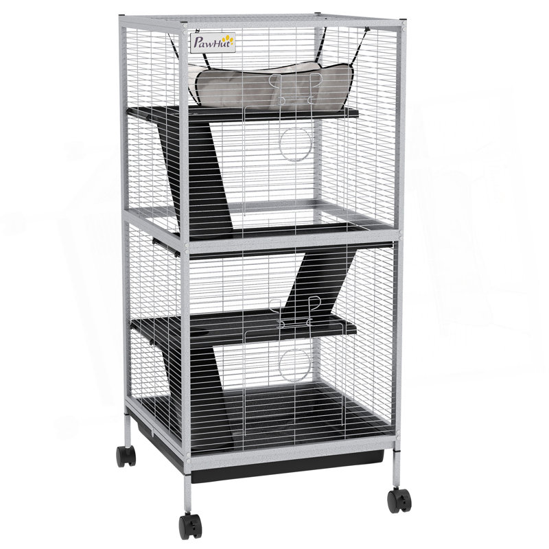 Cage à roulettes pour petits animaux Pawhut, Blanc