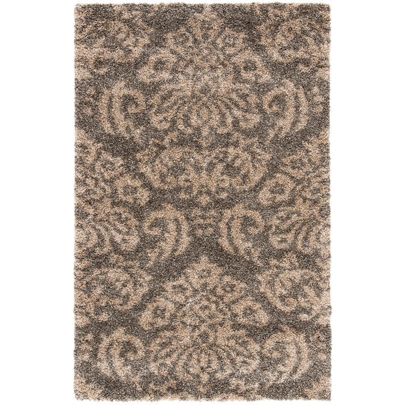 Tapis floral fumé / beige Ellyona, Rectangle 2 pi 3 po x 4 pi