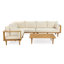 Ensemble de canapé modulaire d'extérieur en bois d'acacia 6 places avec table basse et coussins Nerina