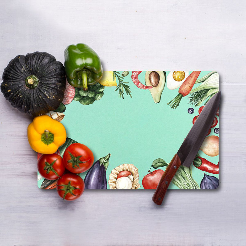 Planche à découper en verre trempé de qualité supérieure, 9,8 po x 13,8 po | Pieds en silicone 100% antibactériens, faciles à nettoyer et antidérapants | Cuisine durable indispensable pour une préparation sécuritaire des aliments, design élégant et fonctionnel