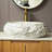 18'' Bathroom Sink, Irregular Oval Resin Vessel Basin With Stone Pattern, Artistic Style Sink, NO Faucet-122070101