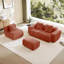 Canapé modulaire en L à 3 places avec passepoil à bordure française, sans assemblage requis, canapé 3 places avec coussins décoratifs et 1 repose-pieds mobile, tissu de velours-1542582677
