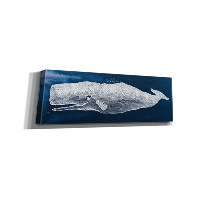  «Whale On Blue» par Wild Apple Portfolio, art mural en toile, 60 po x 20 po