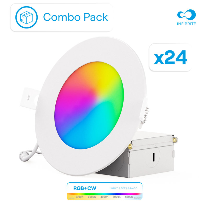 4 po mince DEL intelligente encastrée, 9 W, blanc réglable, à intensité variable, compatible Wi-Fi