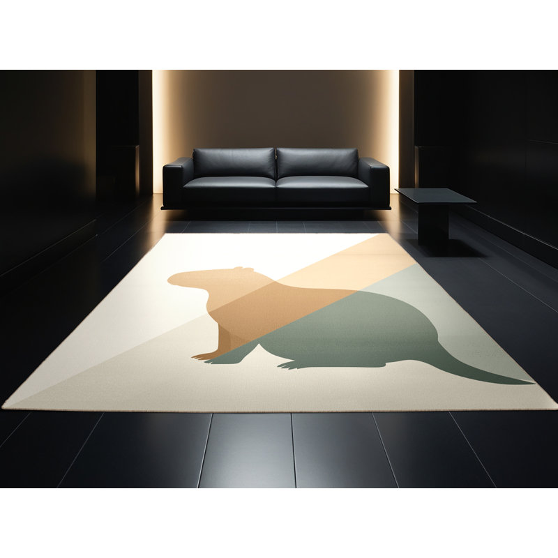 Tapis dégradé beige lavable à la machine Osazee Capybara, 6 X 9