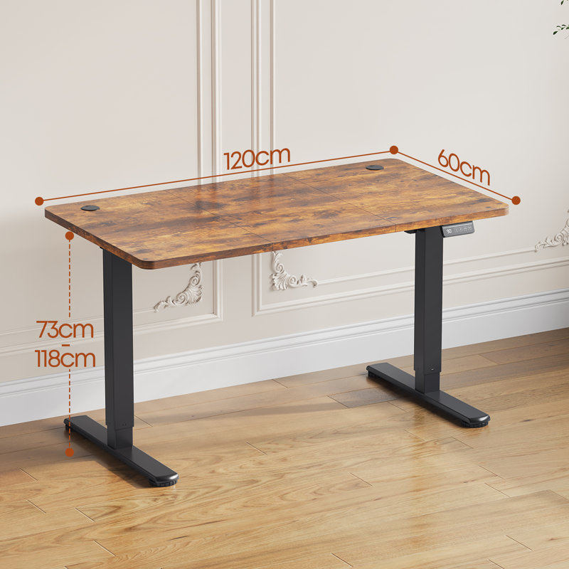 Mallus 120CM x 60CM Electric Height Adjustable Standing Desk, Brown/Black, 120cm. W x 60cm. D