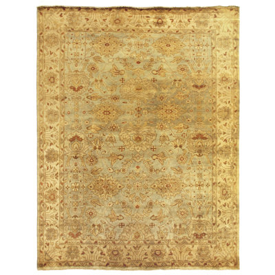 Antique Weave Oushak Wool Oriental Area Rug in Light Green/Beige/Brown/Ivory