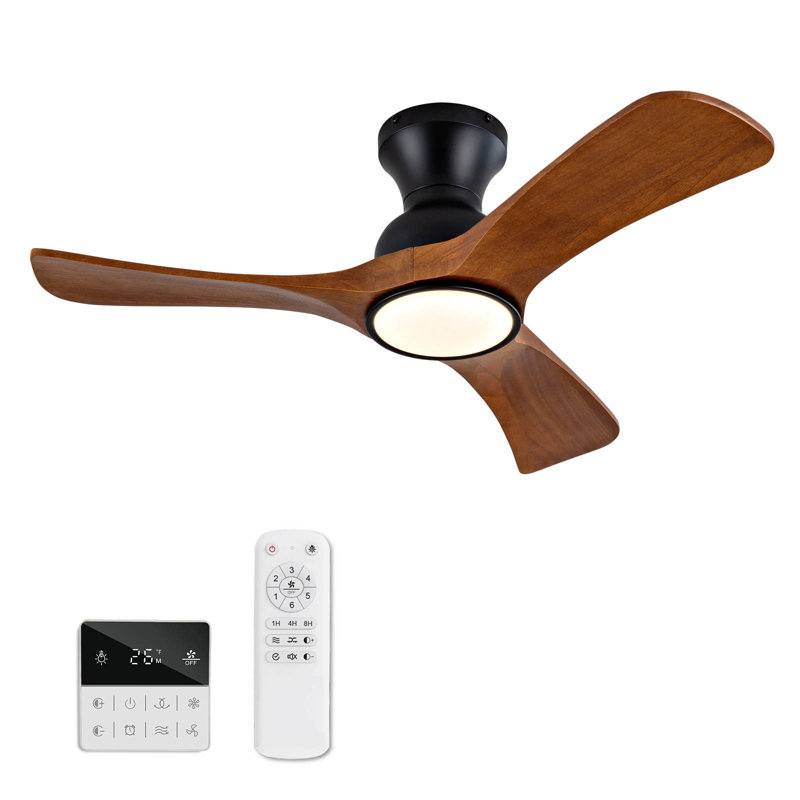 Ventilateurs de plafond avec lumières, Noir, Bois de chêne
