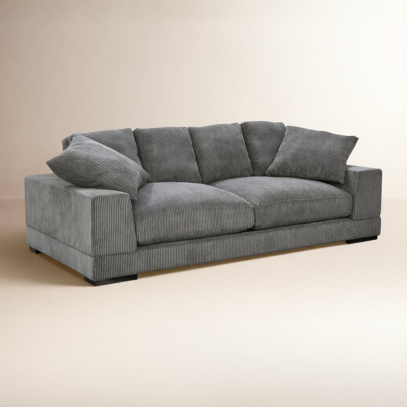 Lonsdale 92'' Upholstered Sofa, Gray Corduroy