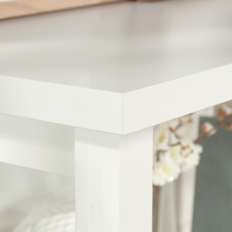 Bois d'ingénierie à finition blanche pour bureau, deux tablettes horizontales, look, panneau arrière fermé, profondeur de 34,08 pouces, largeur de 14,91 po, hauteur de 38,73 po, bureau de 57,57 lb avec finition, construction, tablettes fixes