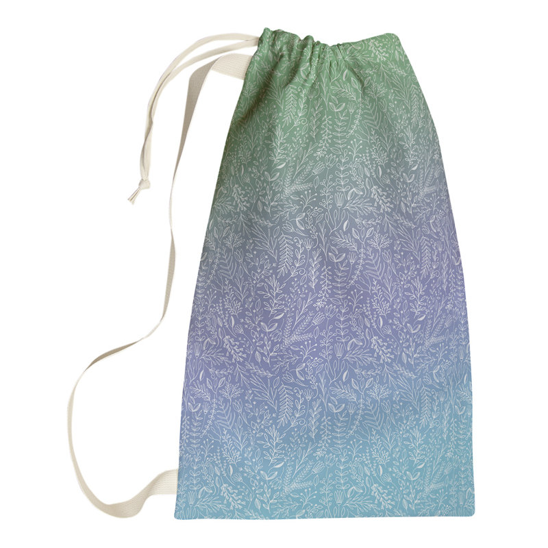 Leffel Fabric Laundry Bag with Handles, Small ( 64" H x 20" W x 1.5" D), Green/Blue/Purple