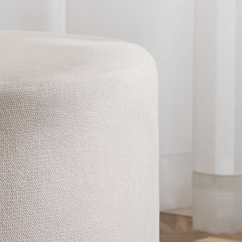 Upholstered Pouf 17.7"x17.7"x13.8", Beige Terry Cloth