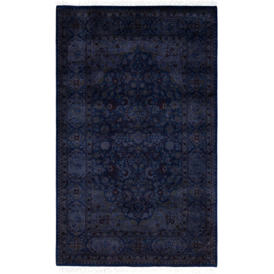 Tapis gris contemporain en laine noué à la main Carbone 3 pi 3 po x 5 pi 3 po