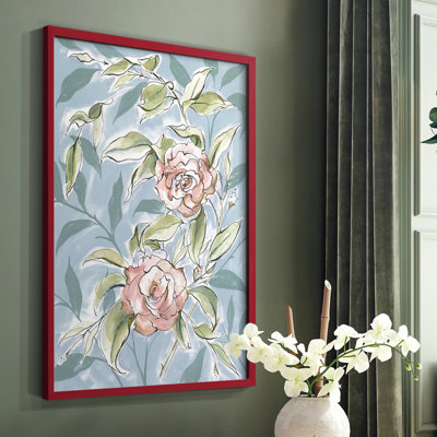 Faded Camellias II Framed Print - Solid Wood