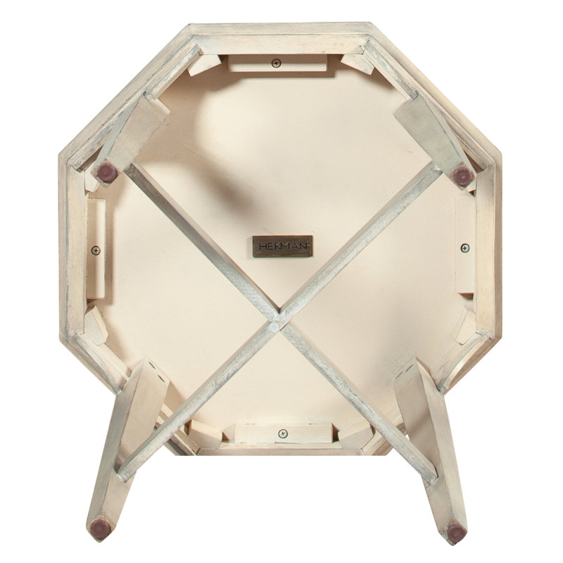 Table de bout octogonale avec base en X en taupe vieilli