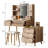 Led Mirror Vanity Desk With 7 Drawers, Makeup Table, Fluted Panel, Metal Handles, Pu Stool For Bedroom - Three Color Temperatures, Tangle Hooks, Pu, Corrosion Dressing Table Mirror, Drawer Storage,