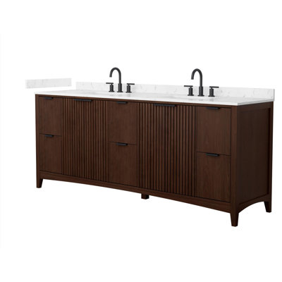 Palmilla 84" Freestanding Double Bathroom Vanity with Cultured Marble Top