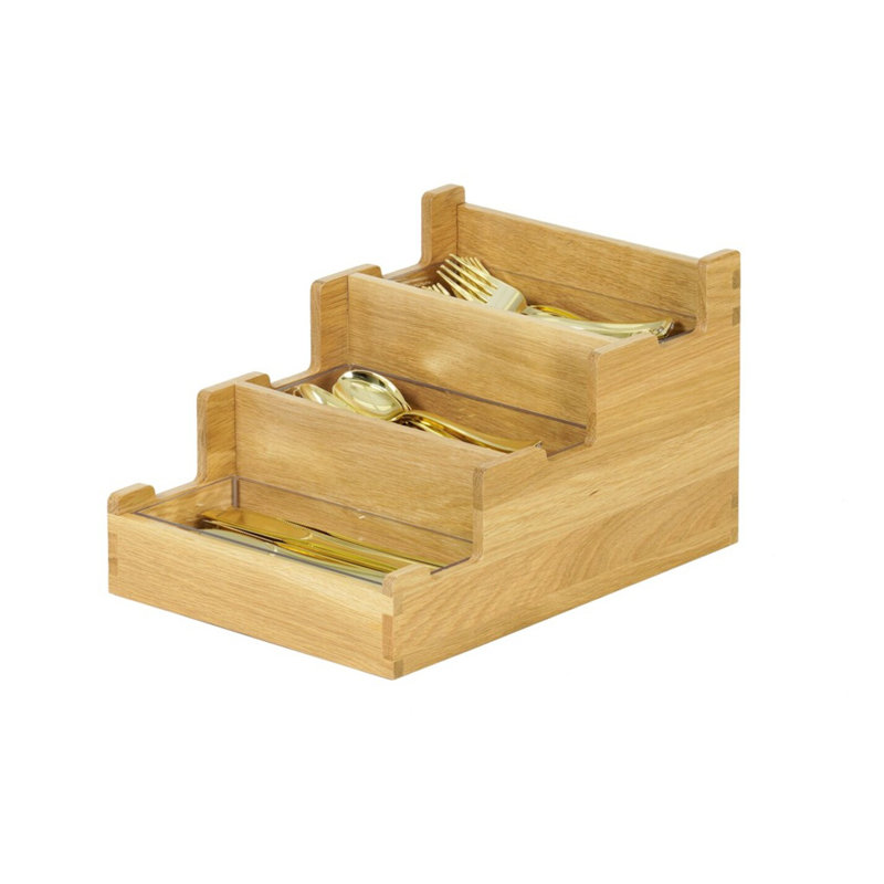 Sydney 3 Section Flatware Holder, Oak