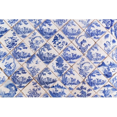 Blue Ancient Chinese Tiles - Wrapped Canvas Print