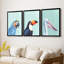 Oiseau exotique sur bleu I - Toile tendue avec châssis sur mesure - 3 pièces-558420398-558420432