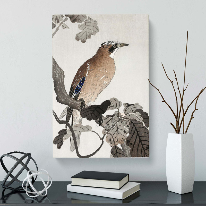 Jay On A Tree Branch by Ohara Koson - Wrapped Canvas Painting, 76cm H x 50cm W x 3cm D