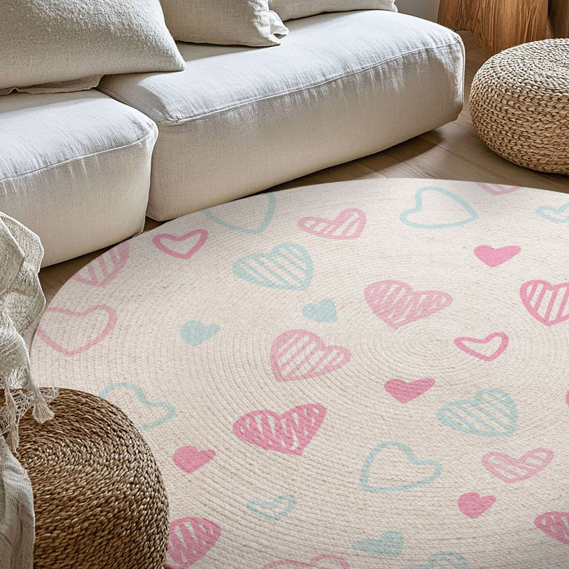 Tapis tressé Minimal Romance Shapes, Rond 5 pi
