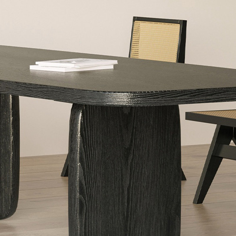 Ensemble de table de salle à manger en bois de frêne noir, H 29,53 po x L 78,74 po x l 31,5 po
