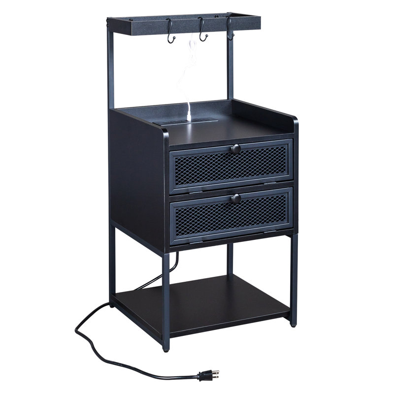 17'' W Particle Board Nightstand, Black