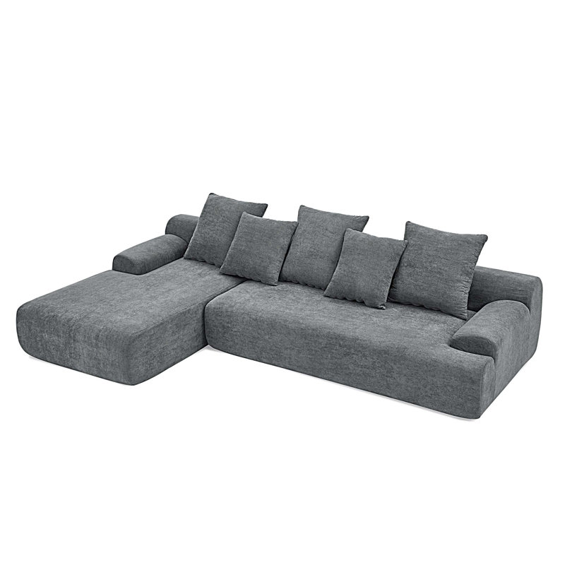 Modern Upholstered L-Shape Sectional Sofa, Gray