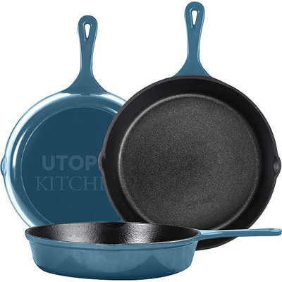 Utopia Kitchen Pre-Seasoned Cast Iron Skillet Set 3-Piece - 6 Inch, 8 Inch and 10 Inch Cast Iron Set