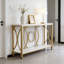 Console moderne avec plateau en faux marbre et rangement à 2 niveaux, canapé étroit pour le salon, le vestibule ou le couloir, structure en bois d'ingénierie et en métal