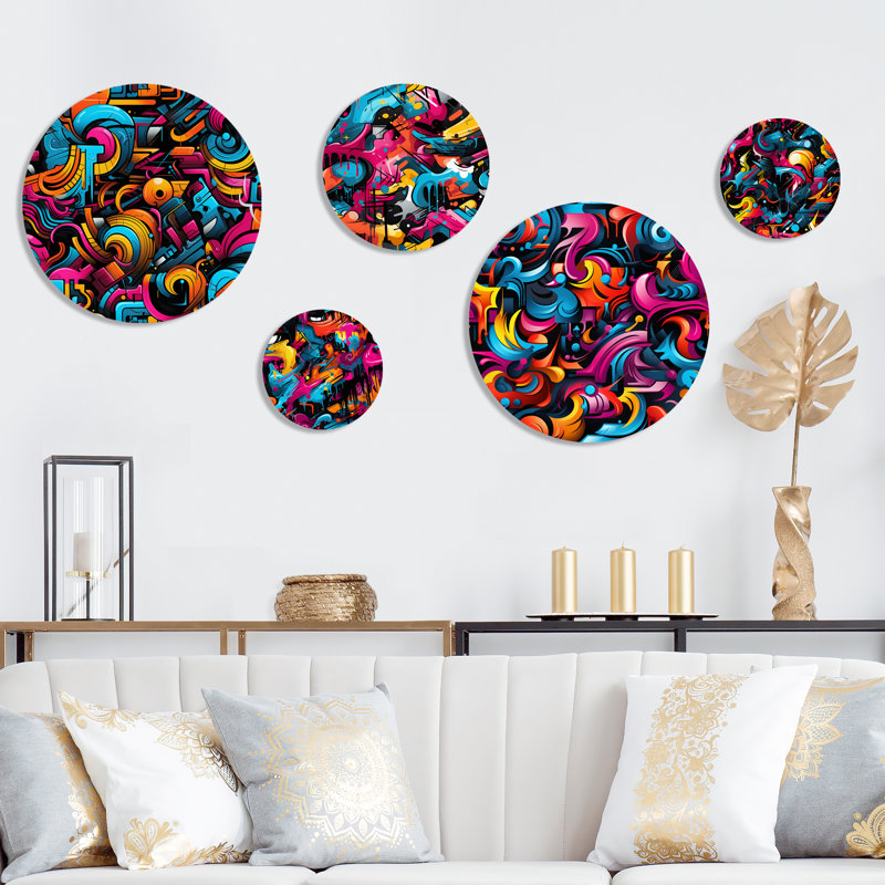 Christien - Ensemble d'art mural géométrique moderne rond de 5