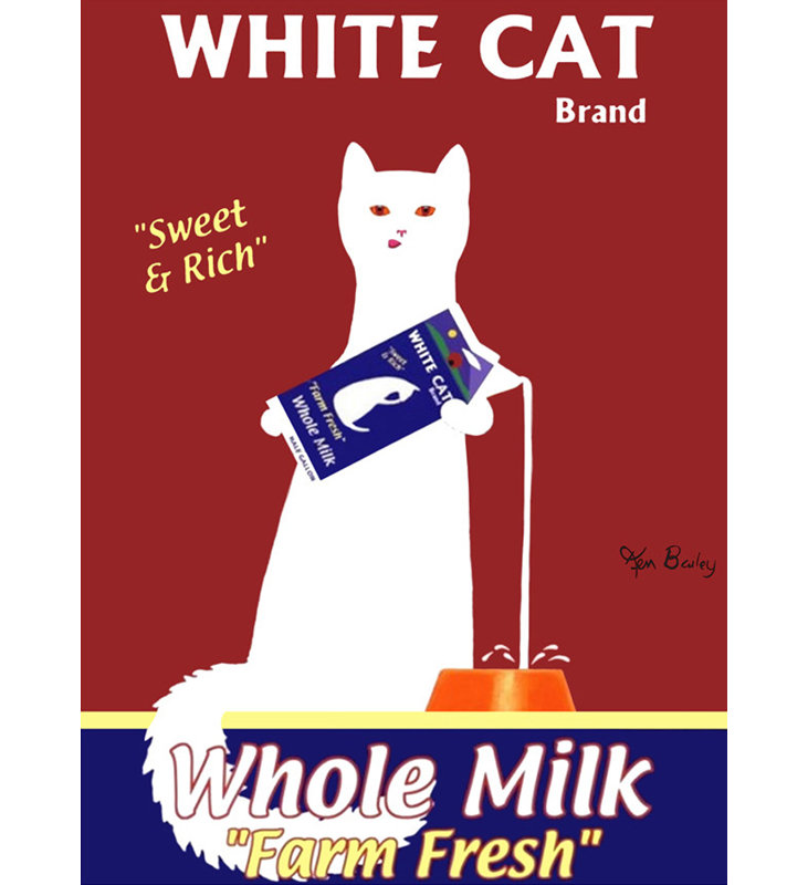 Chat blanc MCG-B1538, H 18 po x l 13 po
