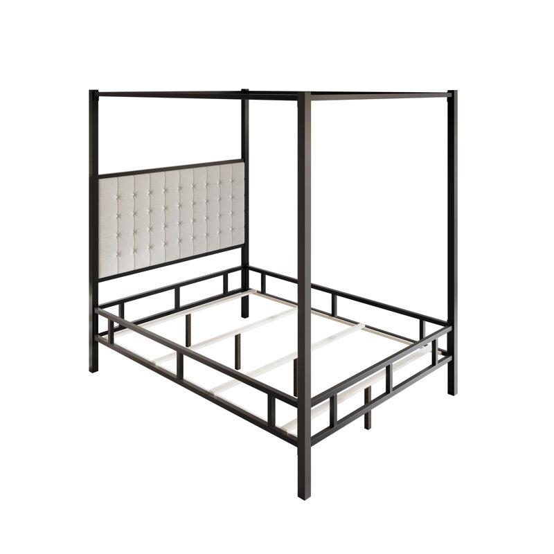 Castelnaud Tufted Canopy Bed, Queen, Black