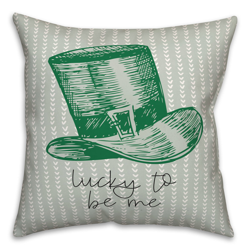 Oreiller en polyester filé Lucky To Be Me 18 x 18, 16 po x 16 po