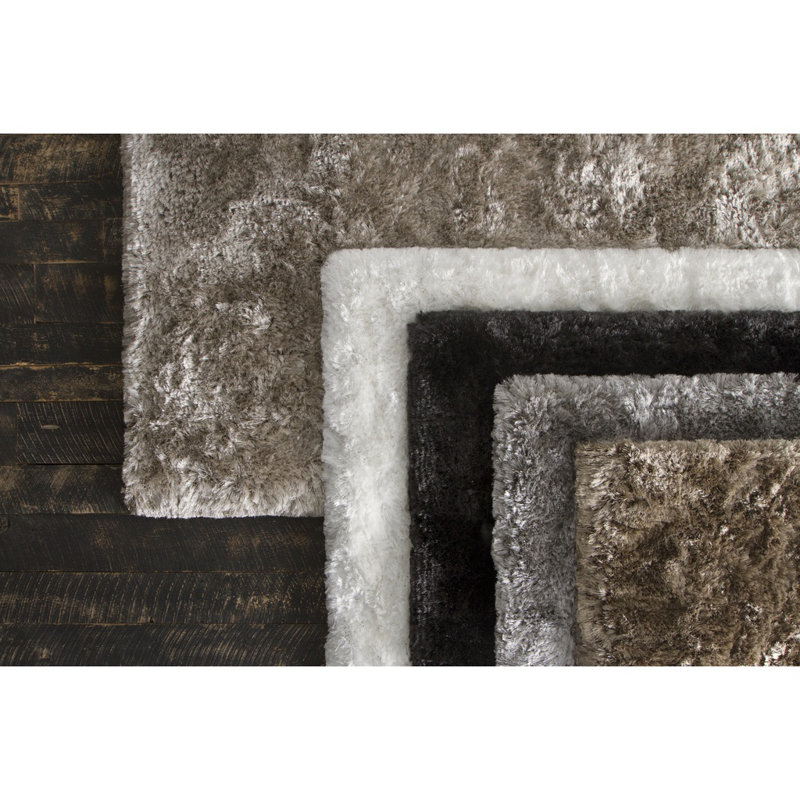 Chandra Rugs Giulia Collection Plush Modern Contemporary Hand-Woven Silver White Grey Shag Polyester Pile Material Handmade Area Rug