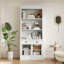 Bibliothèque de 83,4 po de hauteur, bibliothèque moderne avec 2 portes en verre et 1 tiroir, bibliothèque de rangement avec tablettes ouvertes pour le salon, le bureau personnel, blanc-35834638
