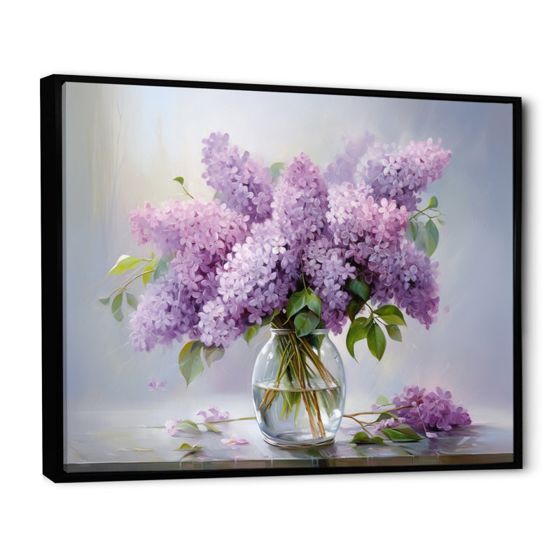 Lilacs Romantic Impression III - Lilacs, reproduction d'art sur toile, H 30 po x l 40 po, Reproduction avec cadre flottant