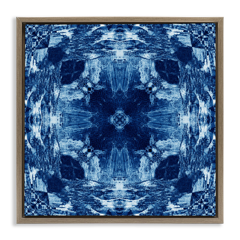 Cadre flottant bleu symétrique par El Perkin, Cadre flottant orme Montalcino, H 18 po x l 18 po