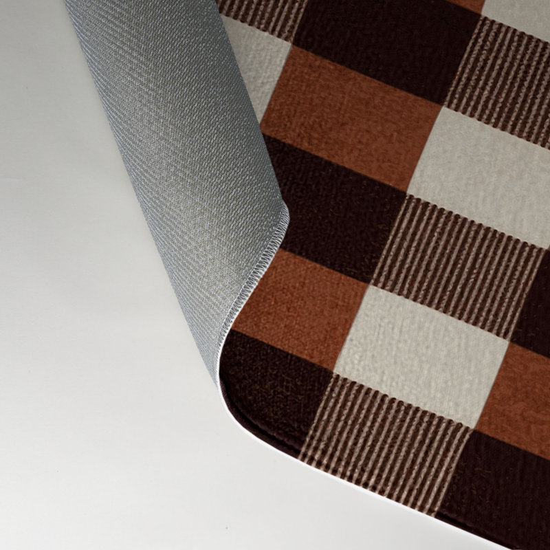 Tapis d'intérieur et d'extérieur à carreaux brun