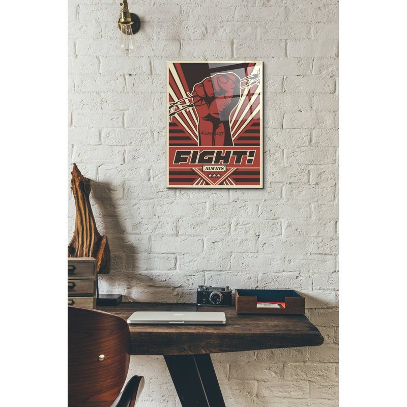 'Fight' Acrylic Glass Wall Art, 12"x16", 16" H x 12" W x 0.12" D