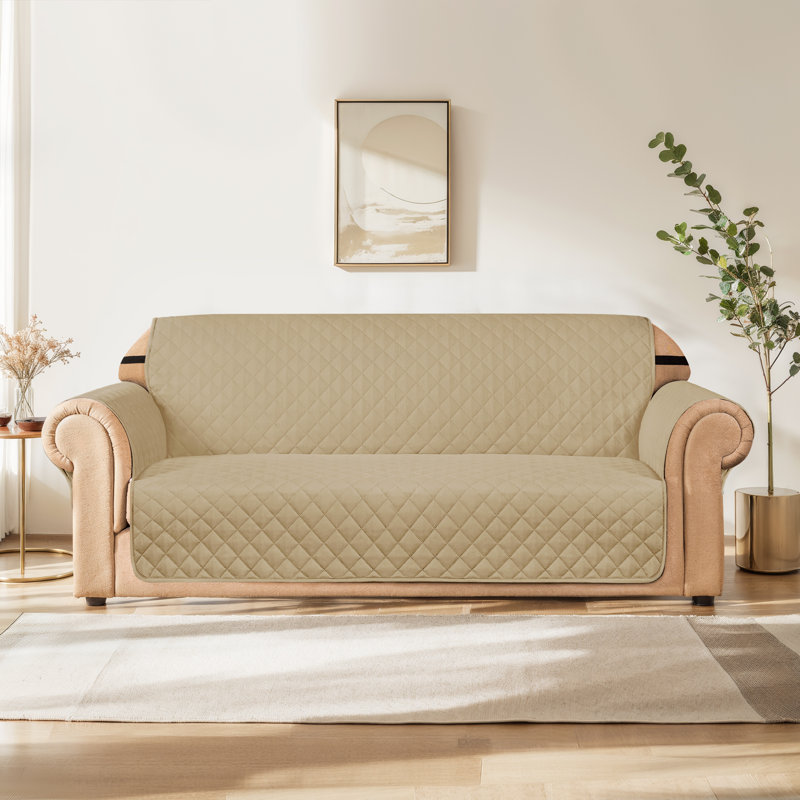 Housse pour canapé à coussins carrés réversibles Ayalisse, Mélange de polyester kaki, H 76 po x l 78 po x P 22 po