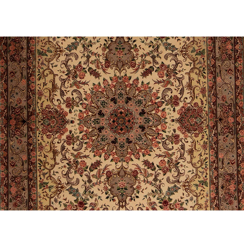 Tapis unique brun / beige / rouge noué à la main de haute qualité