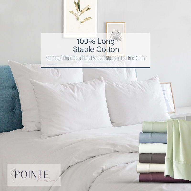 100% Cotton Sheet Set, King Sheet Set with 2 Pillowcases, Plum