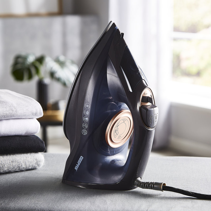 Geepas 2400W Steam Iron – 2 in 1 Dry & Wet Steam Iron - Adjustable Temperature Control, Ceramic Soleplate - Dry/Steam/Burst of Steam/Vertical Steam Function, 150g Steam Boost - 2 Years Warranty