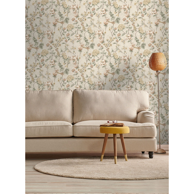 Papier peint floral, Crème